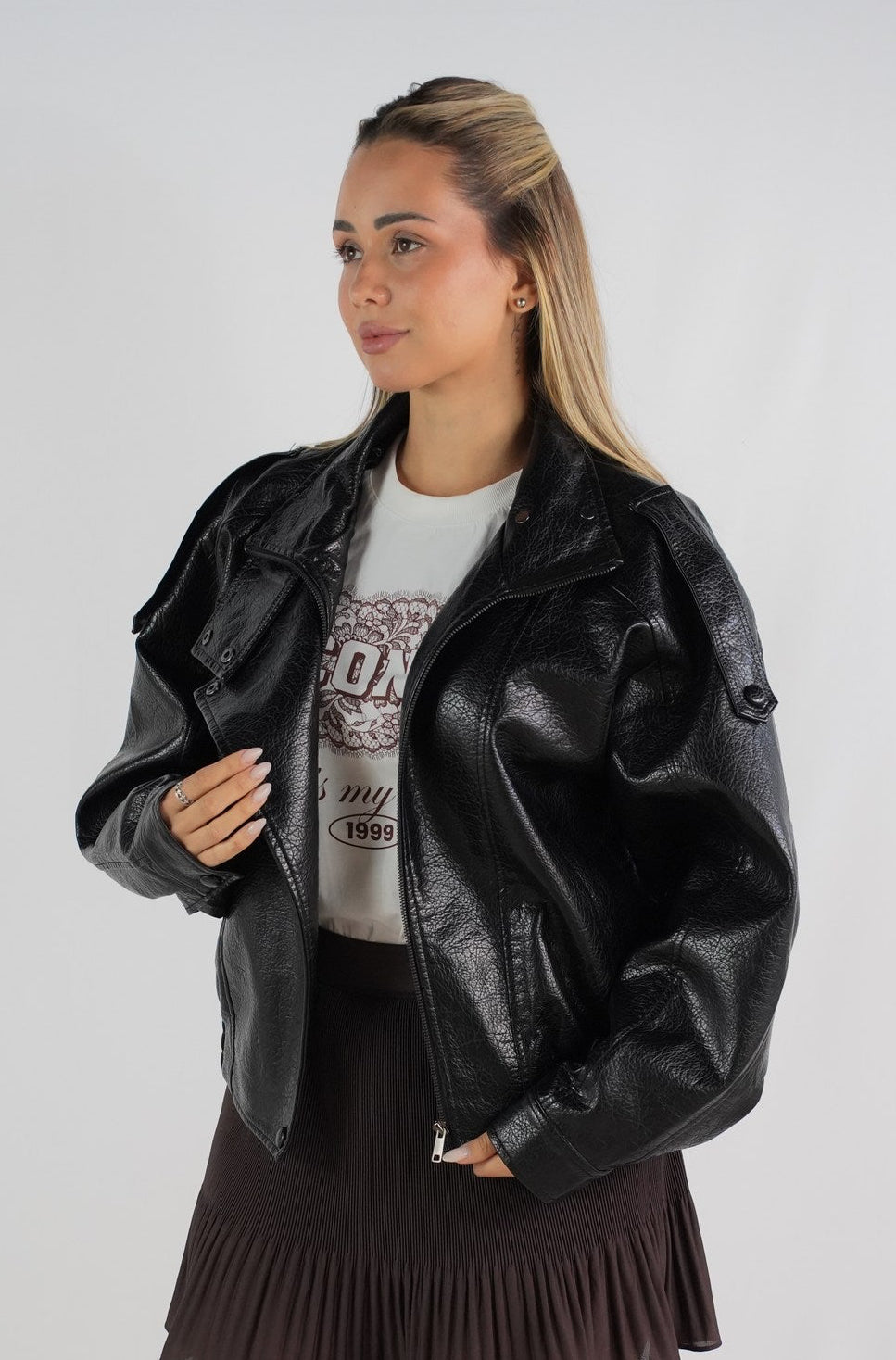 Renata Vegan Leather Moto Jacket