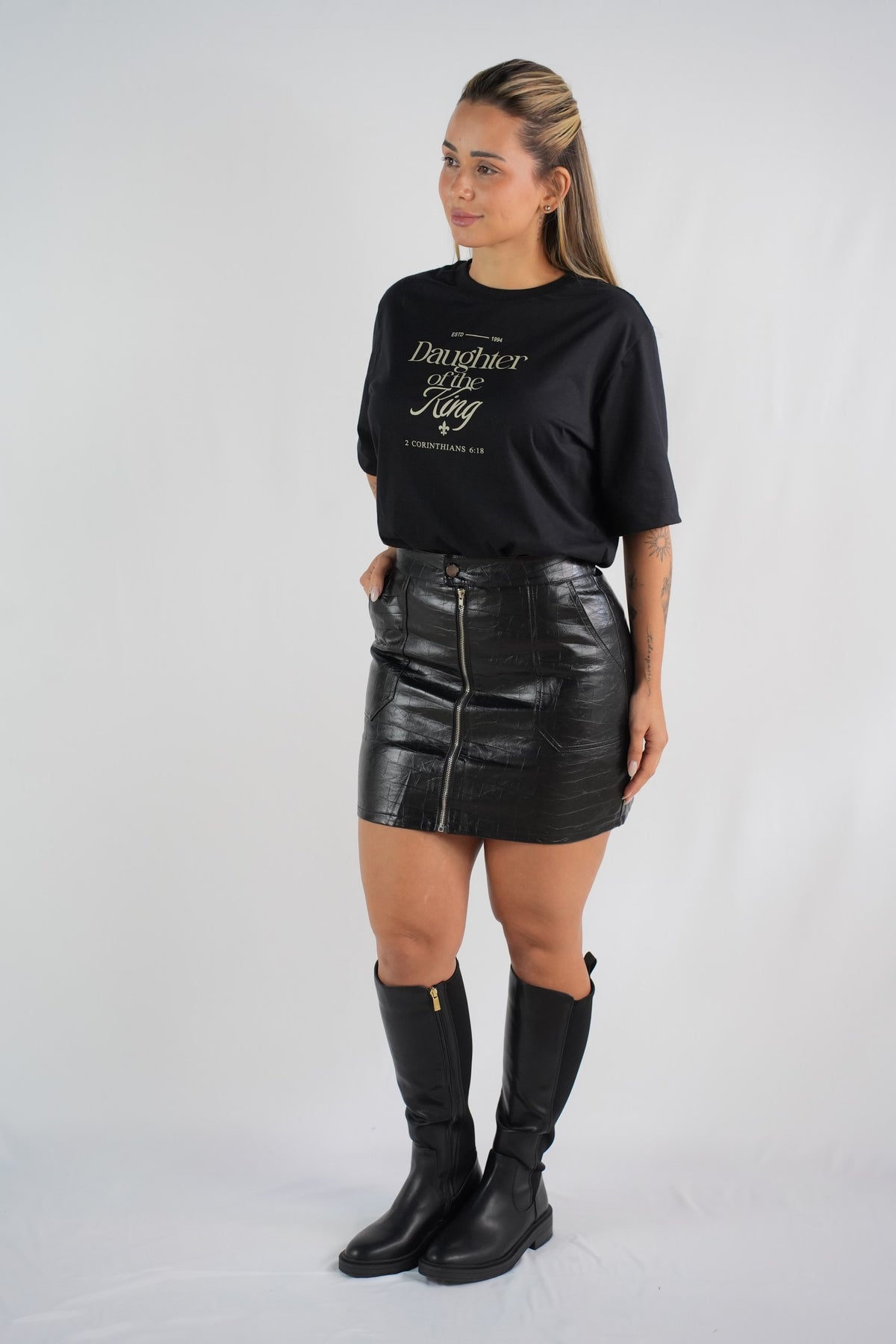 Valentina Vegan Leather Zip-Front Skort