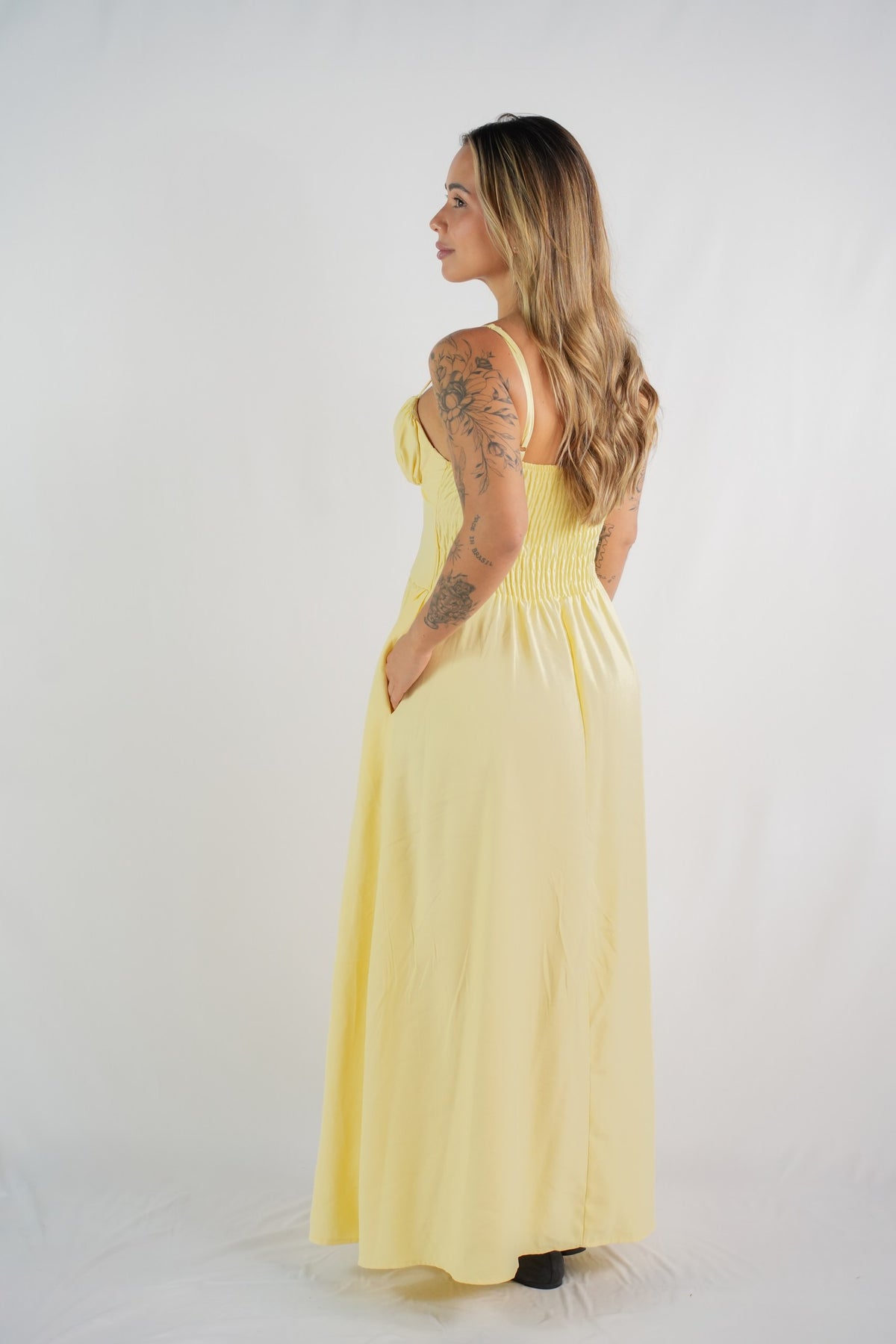 Camila Sweetheart Smocked-Back Maxi Dress