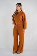 Pumpkin Spice Cropped Turtleneck Knit Set