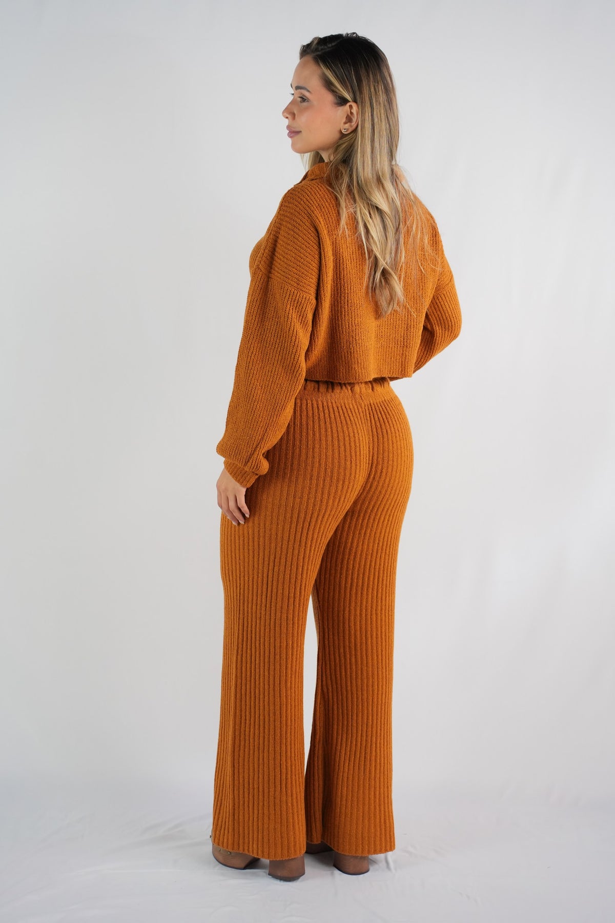 Pumpkin Spice Cropped Turtleneck Knit Set
