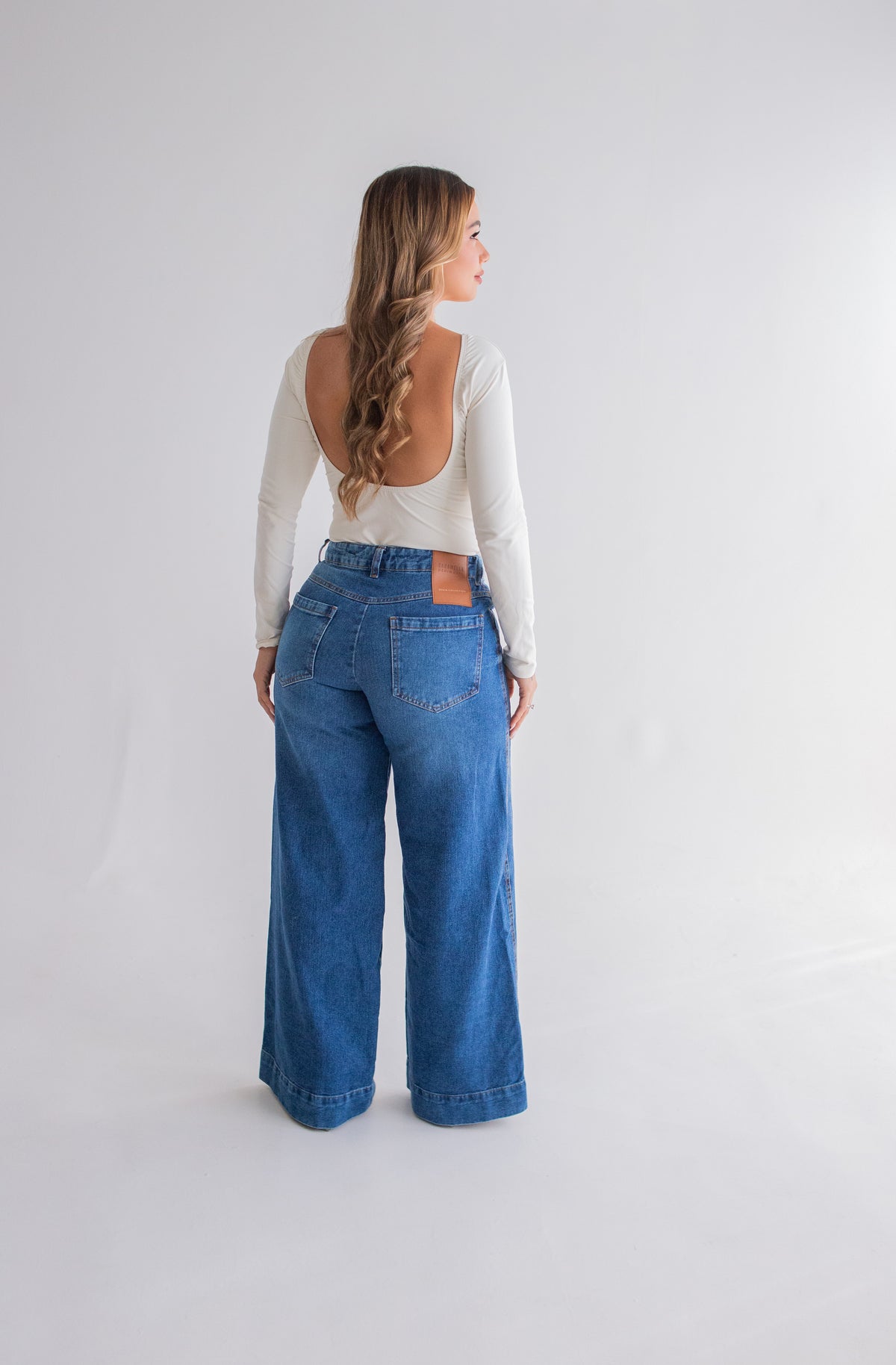 Lavinia Side-Line Long Wide-Leg Jeans
