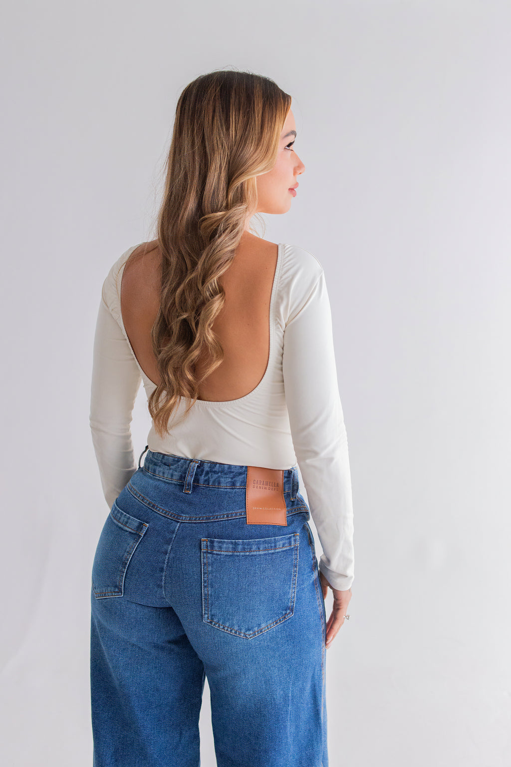 Lavinia Side-Line Long Wide-Leg Jeans