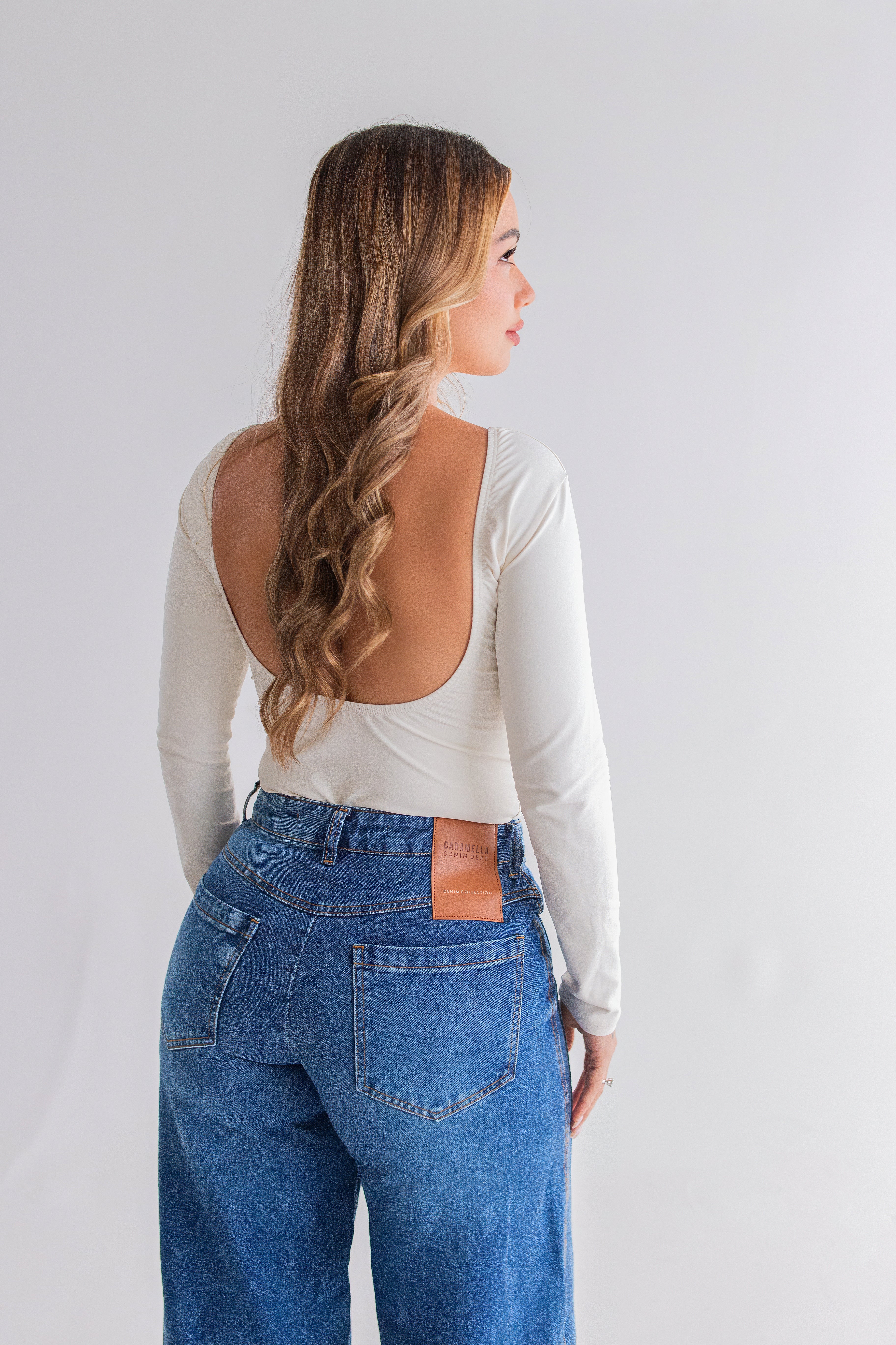 Lavinia Side-Line Long Wide-Leg Jeans