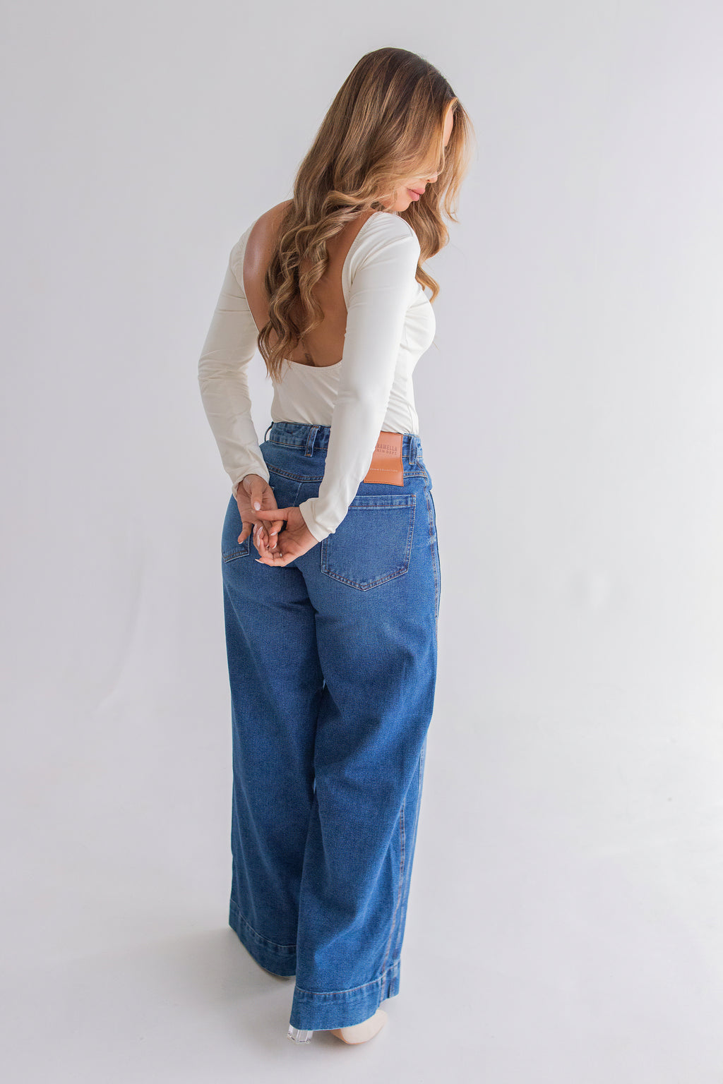 Lavinia Side-Line Long Wide-Leg Jeans