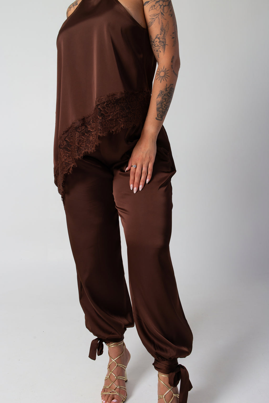 Solana Chocolate Lace-Trim Top