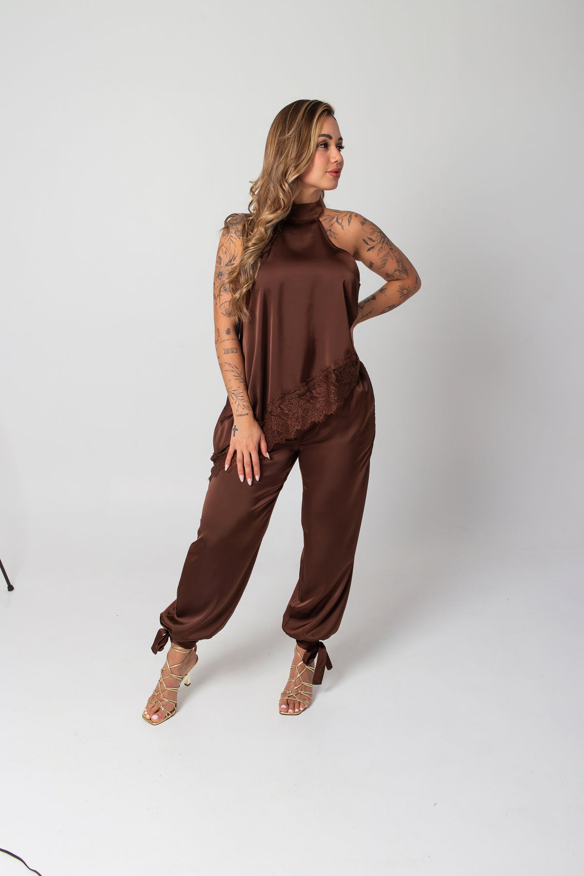 Solana Chocolate Tie-Ankle Pants